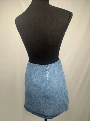 Denim Mini Skirt Pleated H&M Blue thumbnail 7