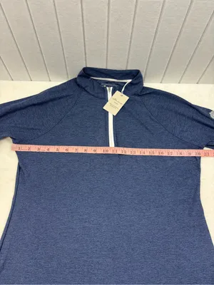 Peter Millar Navy Quarter-Zip Pullover White Trim Performance Top Size L NWT thumbnail 11