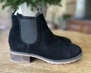 KENSIE Genuine Black Suede Women’s Pull On Chelsea Boot Size 6.5 M thumbnail 1