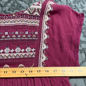 Free People Women’s Size S Sunrise Wanderer Mini Boho Embroidered Dress Plum thumbnail 9