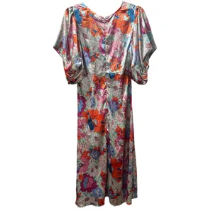 ASOS Satin Floral Midi Dress Cottagecore Princesscore Puff Sleeve Pastel 4 thumbnail 4