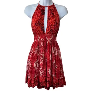 Free People Beach Day Dress Tribal Print Bohemian Coastal Resort Travel S thumbnail 2