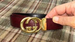 Gucci vintage skin belt 36 gorgeous burgundy thumbnail 1