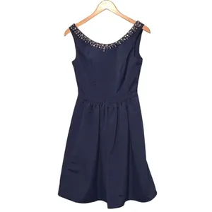 Davids‎ Bridal Faille Dress Sz 4 Formal Beaded Neckline Cutout Back Fit Flare thumbnail 3