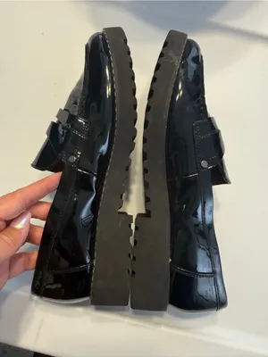 Franco Sarto Womens Black Patent Leather Penny Loafers Size 9 thumbnail 6