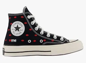 CONVERSE all Star Chuck Taylor hi top kiss lips embroidered lace up shoes sz7 thumbnail 1
