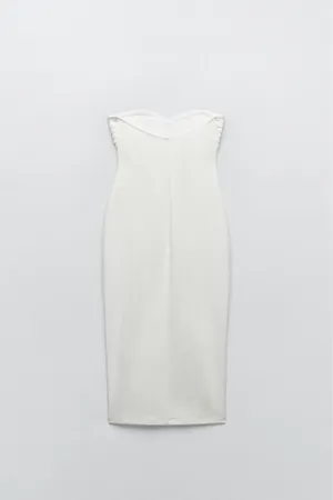 Zara midi bodycon dress sleeveless white wedding coctail party thumbnail 9