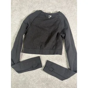 GymShark Crop Top Womens S Black Seamless Crop Long Sleeve Shirt thumbnail 7