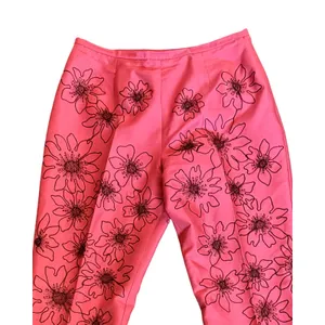 Jade Silk Pants Womens Size 4 Floral Embroidered Pink Scalloped Hem Lined Boho thumbnail 11
