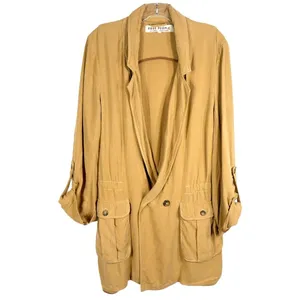 Free People Medium Jacket Charly‎ Blazer Beige Tan Linen Button Cinched 1090 thumbnail 7