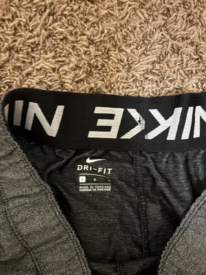 Nike Athletic Shorts Large Charcoal Gray Blue Dri Fit Elastic Waist Drawstring thumbnail 2