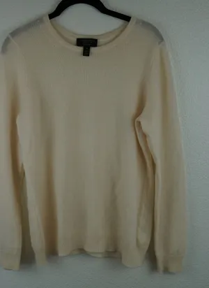 Charter Club Luxury 100% Cashmere Crew Neck Sweater Cream Womens‎ Medium thumbnail 1