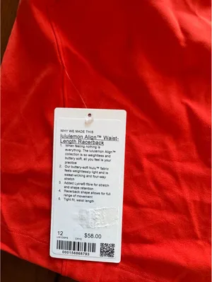 Lululemon Align Waist-Length Racerback Tank Cherry Ember Size 12 NWT thumbnail 5