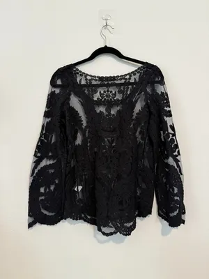 Free People Black Lace Top thumbnail 4