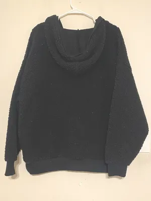 VS PINK Victoria's Secret Black Oversized Fleece Pullover Jacket Size Medium thumbnail 2