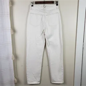 Abercrombie & Fitch Dad High-Rise Criss Cross Straight Leg Jeans Cream Size 4 thumbnail 5