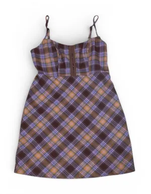 Urban Outfitters brown and purple plaid mini dress thumbnail 1