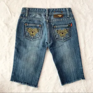 EXIT Medium Wash Denim Bermuda Jean Shorts Size 25 thumbnail 6