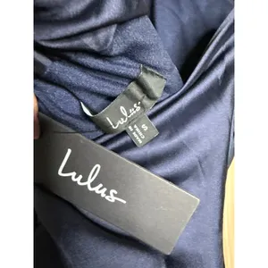 NWT Lulus Madalena Navy Satin Cowl Back Maxi Dress Holiday Banquet Gala Party S thumbnail 8