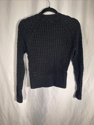 J. Crew Womens Black Pointelle Open Knit Sweater Small Bz498 thumbnail 6