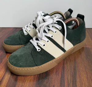 James Perse Suede Gumshoe Striped Sneaker Hunter Green thumbnail 1
