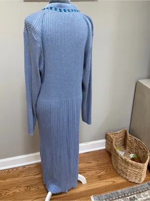 Vintage April too! Cornell long sweater coat duster cardigan blue velvet floral thumbnail 5