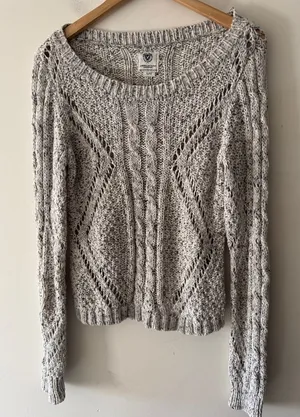 American Eagle Marled Gray Chunky Knit Y2K‎ Sweater thumbnail 1