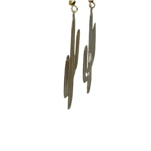 NWT Gold-Tone Laser Cut Thin Metal Cactus Dangle Earrings thumbnail 3