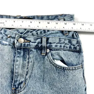 White Fox Small Blue Acid Wash Crossover Waist Straight Leg Jeans STAINED thumbnail 9