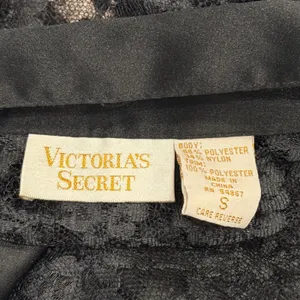 VTG 80s Victorias Secret Gold Label Black Floral Lace Sheer Lingerie Top‎ Small thumbnail 8