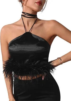 Shein Black Feather Top thumbnail 1