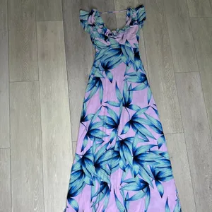 Vici maxi floral pink‎ and blue flowy maxi dress tropical flutter sleeves size s thumbnail 4