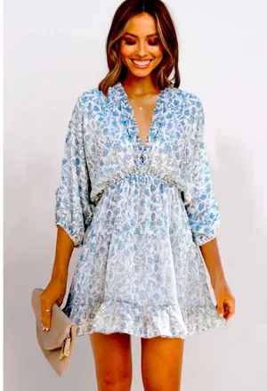 VICI Blue floral Mini dress Small thumbnail 1