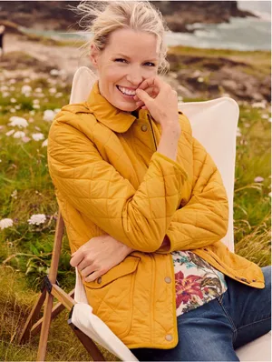 Talbots Yellow Quilted Barn Snap-Front Full Zip Collared Jacket thumbnail 2