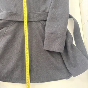 Laundry by Design Women Charcoal Gray Wool Blend Faux Fur Collar Belted Coat M thumbnail 7