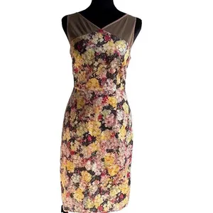 Anthropologie Zehavale Floral Mesh Sheath Dress Sleeveless‎ Romantic Size 4 Boho thumbnail 2