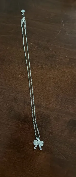 evry jewels silver bow necklace thumbnail 2