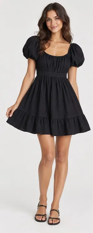 Hesperus Black Puff Sleeve Open Back Mini Dress Size S thumbnail 1