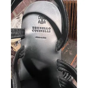 Brunello Cucinelli - Embellished Black Leather sandals Quiet Luxury Old Money thumbnail 13