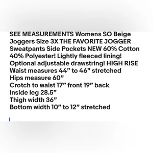 Womens SO Beige Joggers Sweatpant Size 3X THE FAVORITE JOGGER Side Pockets NEW thumbnail 7