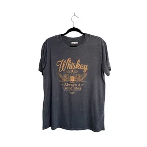 Maurices Whiskey Always A Good Idea Oversized Graphic Tee Gray Rhinestone thumbnail 2