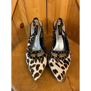 WHITE HOUSE BLACK MARKET Jacquie Calf Hair Leather Sz 7.5M Slingbacks thumbnail 2