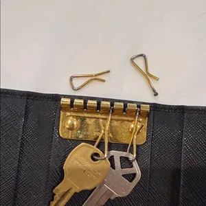 Prada Authentic Black Saffiano Leather Gold Key and Card Holder thumbnail 5
