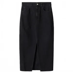 Mango Slit Denim Skirt NWT Matilda Black Wash Small thumbnail 2