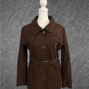 Brown Suede Belted Emporio Jacket Size M thumbnail 2