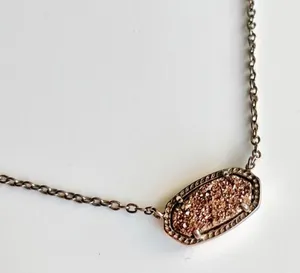Kendra Scott Elisa Copper Drusy Pendant Silver Chain Necklace thumbnail 1