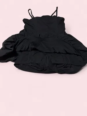 JoyLab Black active wear Spaghetti Strap Mini Dress with bubble skirt bottom thumbnail 3