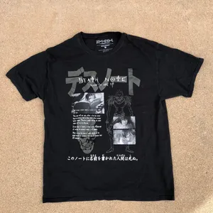 Y2K Goth Grunge Death Note Graphic T-Shirt Tee Top Emo Sz L Streetwear Black Ryuk Anime Tee Manga Japan Kira thumbnail 1