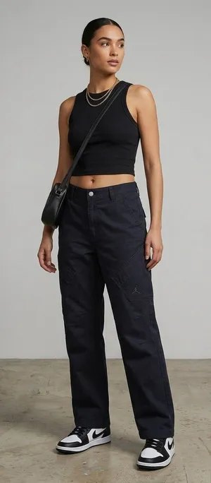 Jordan Essentials Chicago Pants High Rise Cargo Utility Black Small thumbnail 1
