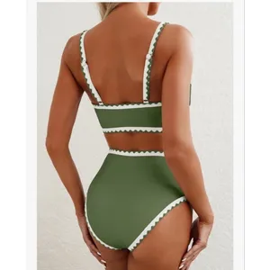 NEW Bikini Set Whip Stitch 2 Pc Swimsuits High Waist Scoop 2X thumbnail 2